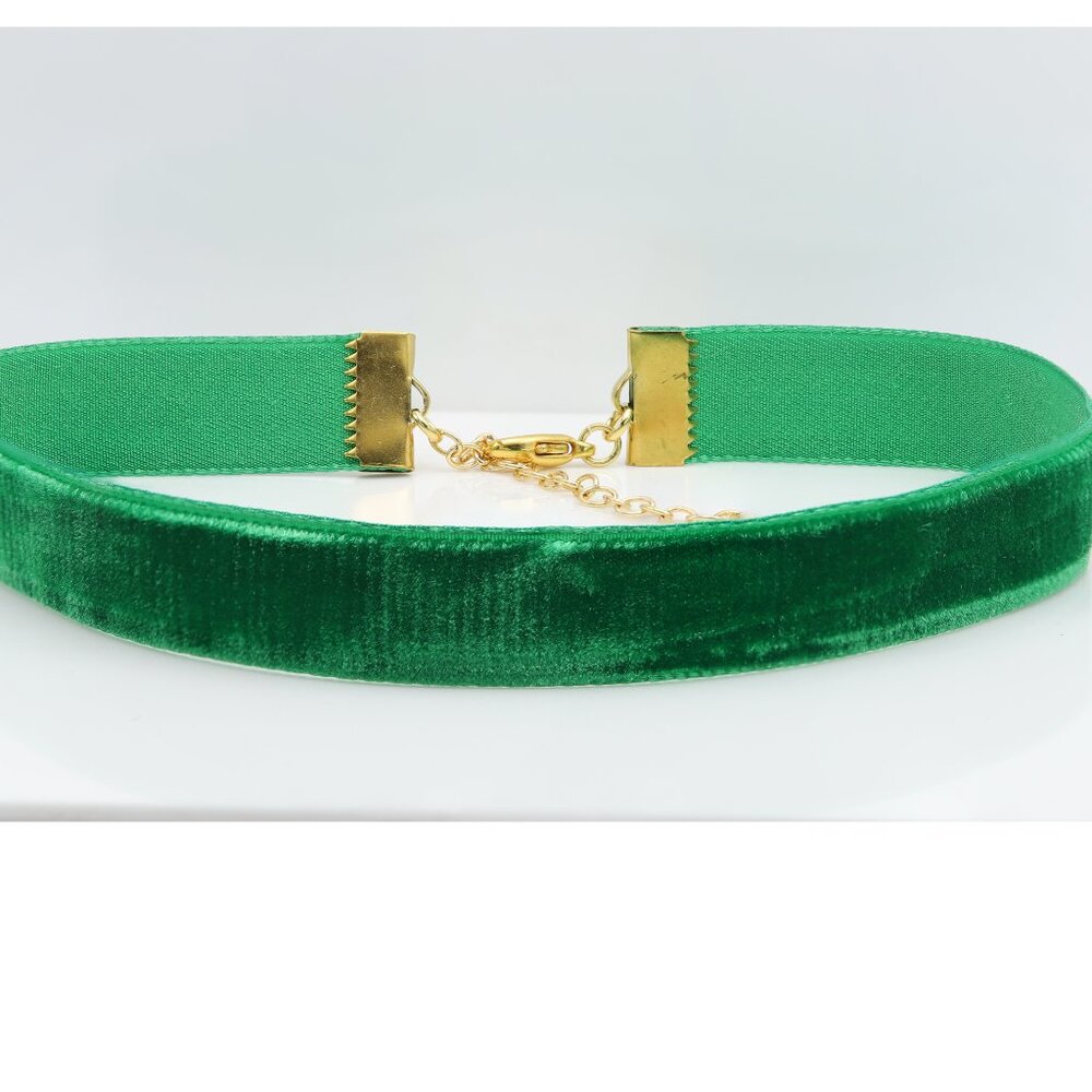 Green Velvet Choker Adjustable Length Trendy Chokers (#34)